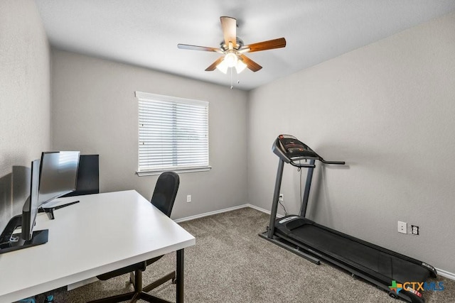 7621 Amber Meadow Loop, Temple, TX 76502 - carpeted office space featuring a ceiling fan and baseboards