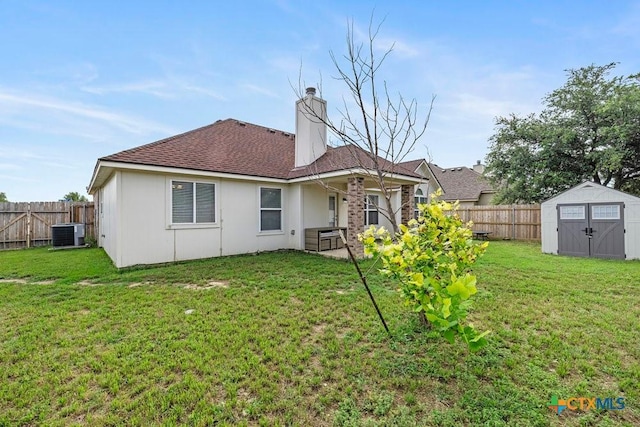 7621 Amber Meadow Loop, Temple, TX 76502 - back of house featuring a shingled roof, cooling unit, and a chimney