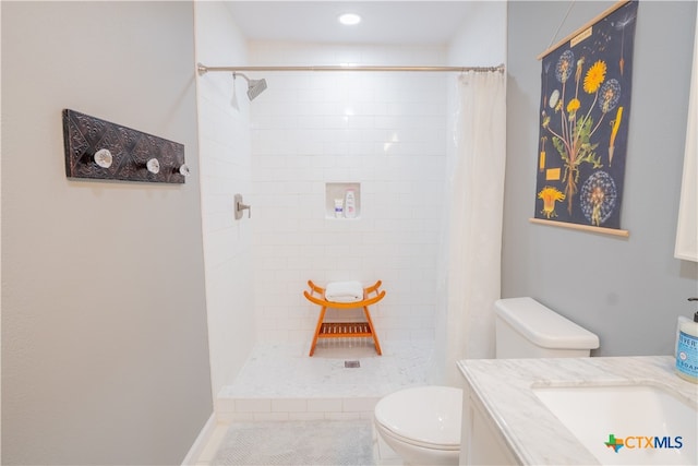 503 Maresh St, Taylor, TX 76574 - bathroom with tiled shower, vanity, and recessed lighting