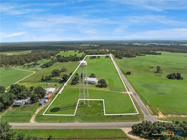 aerial view with a rural view