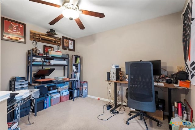 713 End O Trl, Harker Heights, TX 76548 - carpeted office featuring ceiling fan and baseboards