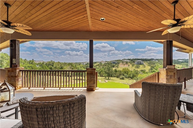 view of patio / terrace with ceiling fan