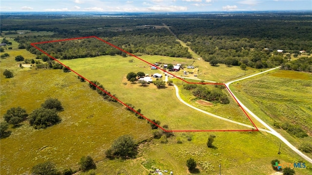 drone / aerial view featuring a rural view