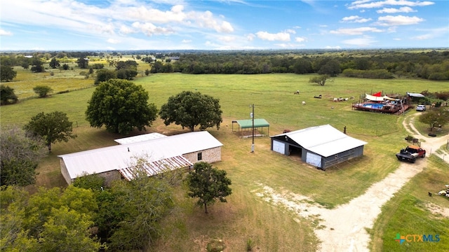 aerial view featuring a rural view