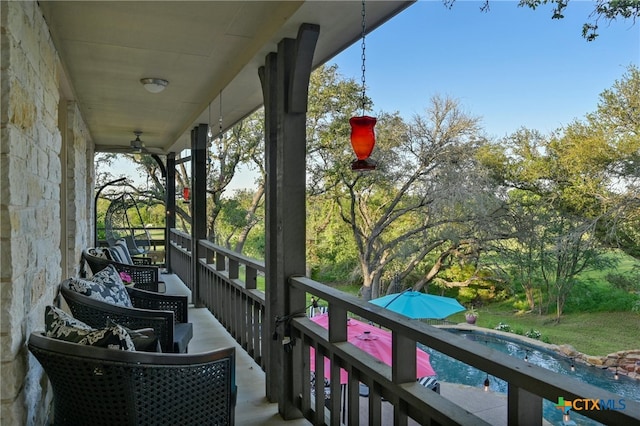 913 Southridge Rd, Salado, TX 76571 - balcony featuring a ceiling fan