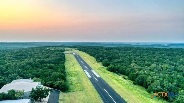 view of aerial view at dusk