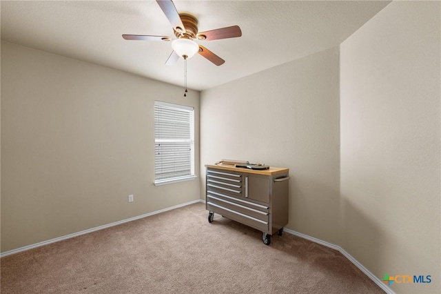 824 Starlight Dr, Temple, TX 76502 - bedroom with light carpet, baseboards, and a ceiling fan