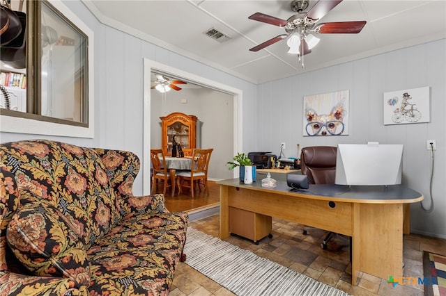 1207 Old Homestead, Seguin, TX 78155 - office with stone finish flooring and ceiling fan