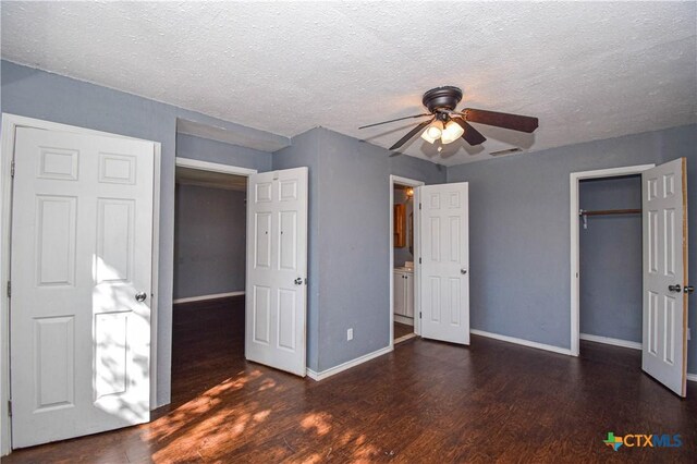 202 Margaret Lee St, Copperas Cove, TX 76522 - unfurnished bedroom with wood finished floors, a textured ceiling, a closet, and ceiling fan