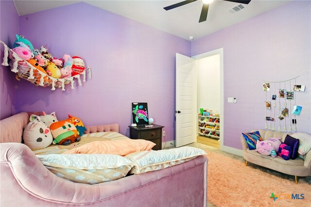 1911 Peres St, New Braunfels, TX 78132 - bedroom with carpet flooring, a ceiling fan, and baseboards