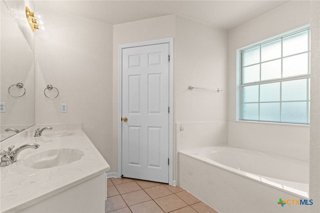 3102 Wisteria Ln, Killeen, TX 76549 - full bathroom with tile patterned flooring, double vanity, and a garden tub