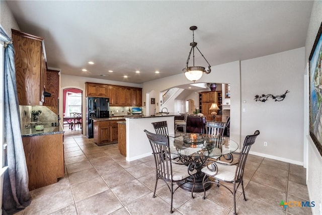 view of tiled dining area