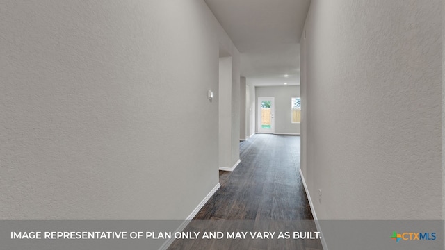 hallway with dark wood-type flooring