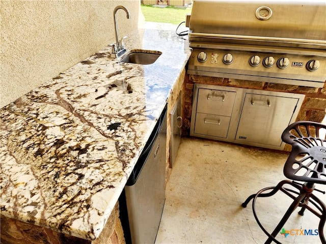 4360 Flint Oak Dr, Belton, TX 76513 - detailed view of a sink, dishwashing machine, and light stone countertops