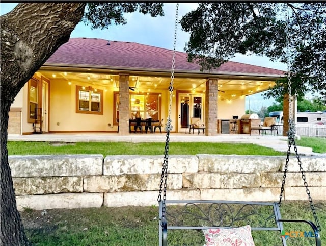 4360 Flint Oak Dr, Belton, TX 76513 - rear view of property with area for grilling, fence, stucco siding, and a patio area