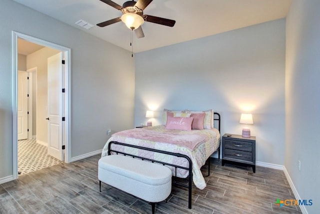 bedroom featuring ceiling fan