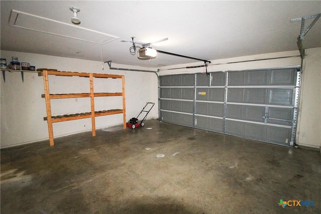 garage with a garage door opener