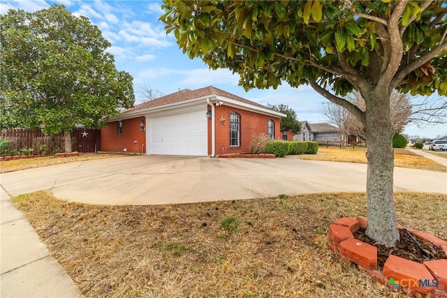 exterior space with a garage