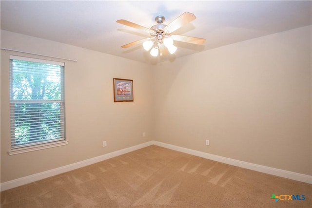 2210 Addax Trl, Harker Heights, TX 76548 - spare room featuring light carpet, plenty of natural light, and a ceiling fan