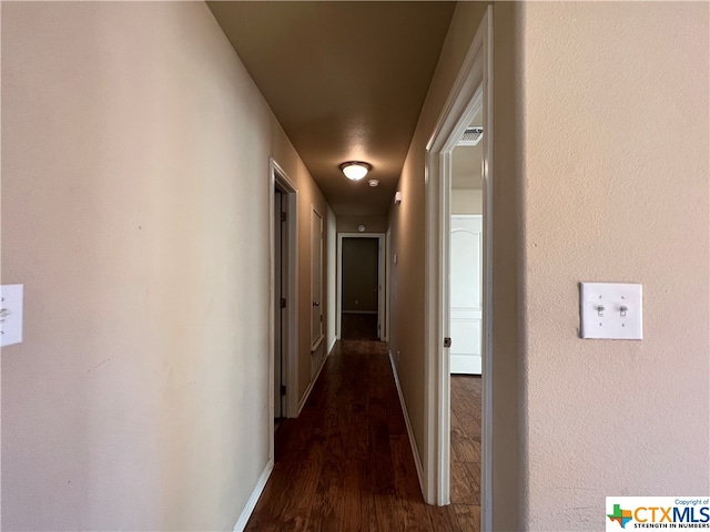 corridor featuring dark hardwood / wood-style floors