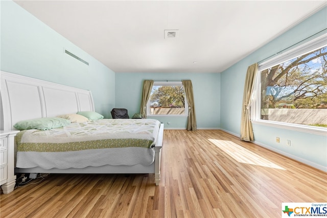 bedroom featuring light hardwood / wood-style floors