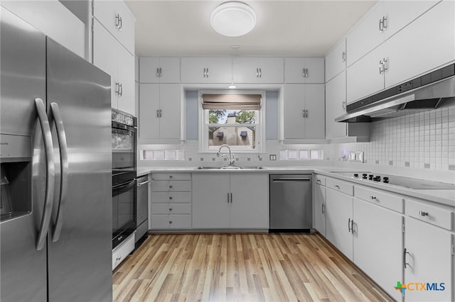 kitchen with white cabinets, sink, and appliances with stainless steel finishes