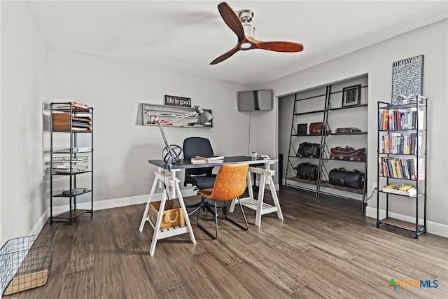 2201 Fuller Ln, Harker Heights, TX 76548 - office with wood finished floors and ceiling fan