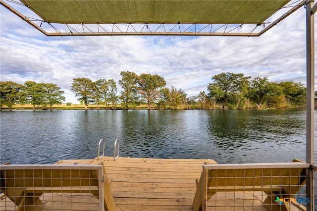 view of dock featuring a water view