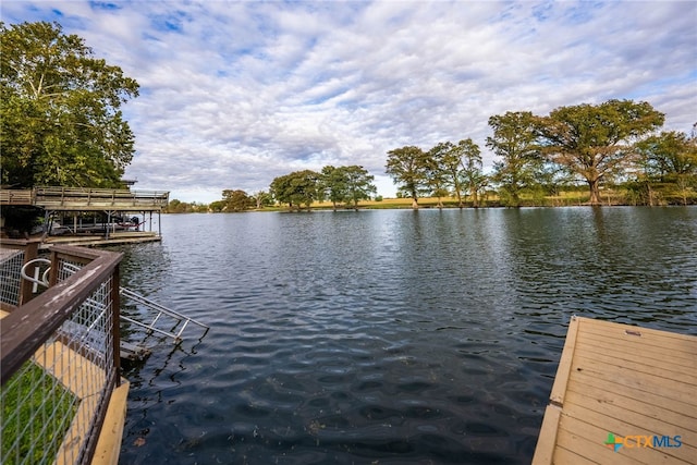 view of dock featuring a water view