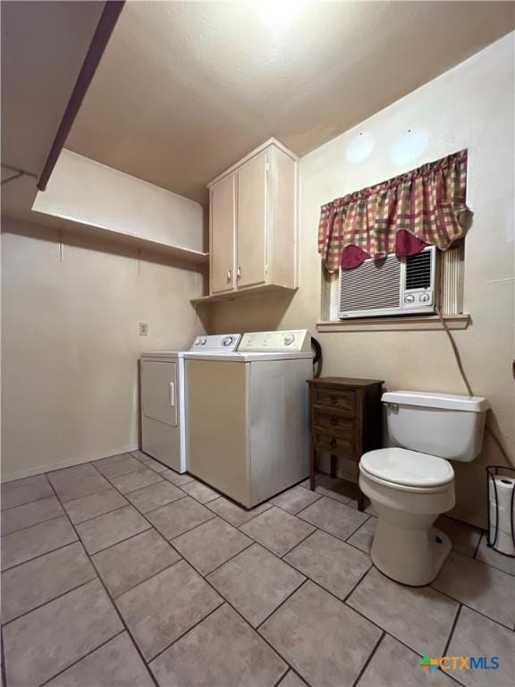 6769 Cedar Cove Rd, Belton, TX 76513 - washroom featuring independent washer and dryer, light tile patterned floors, and cooling unit