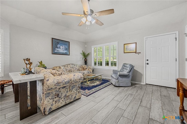 504 Surghnor St, Belton, TX 76513 - living room featuring light wood-style flooring and ceiling fan