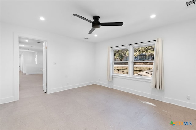 unfurnished room featuring ceiling fan