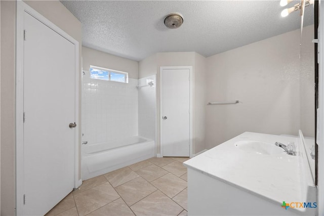 4104 Matt Ct, Killeen, TX 76549 - bathroom featuring shower / tub combination, vanity, a textured ceiling, and tile patterned flooring