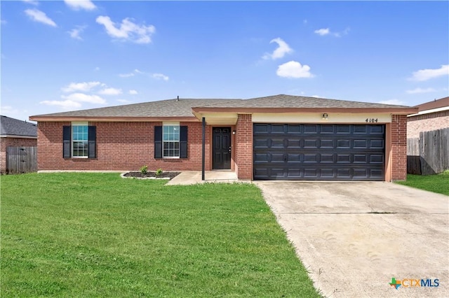 4104 Matt Ct, Killeen, TX 76549 - ranch-style house featuring brick siding, concrete driveway, a garage, and a shingled roof