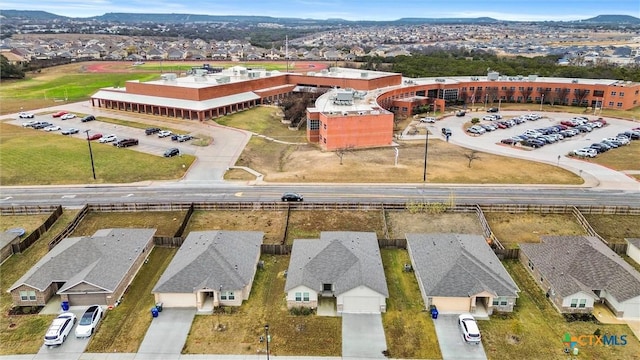 aerial view with a mountain view