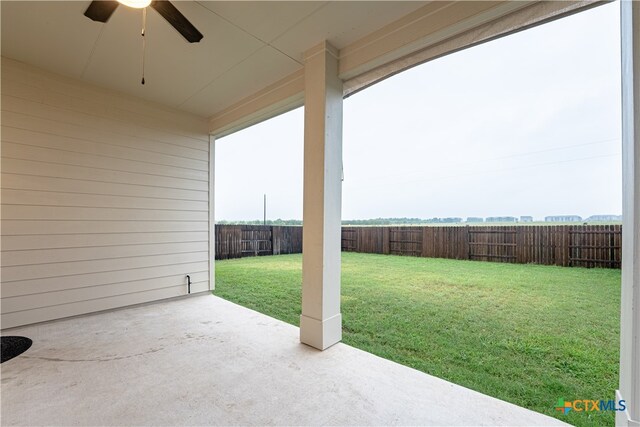 view of patio with ceiling fan