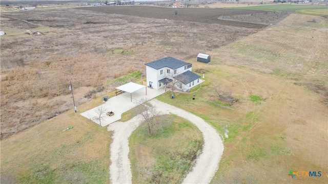 bird's eye view with a rural view