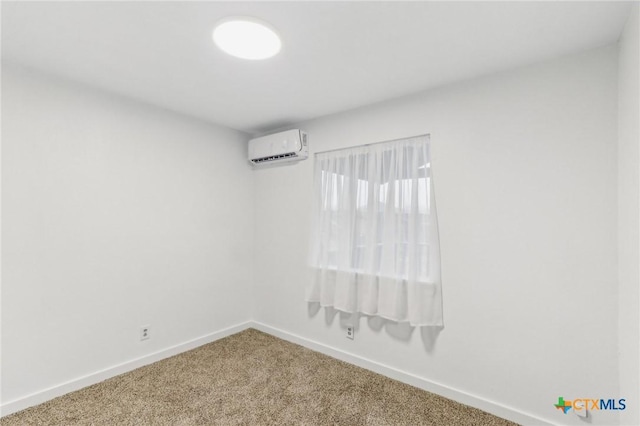 unfurnished room with carpet and a wall mounted air conditioner