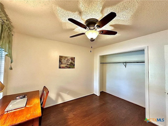 209 Westbrook Dr, Victoria, TX 77904 - unfurnished office featuring wood finished floors, a ceiling fan, and a textured ceiling