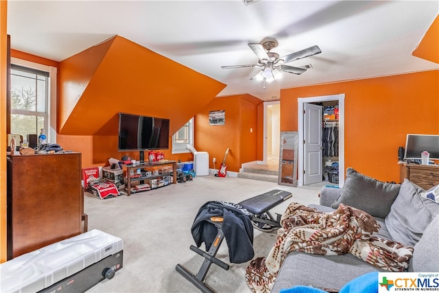 1402 Summer Glen Dr, Harker Heights, TX 76548 - carpeted living room with a ceiling fan
