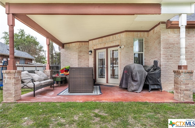 view of patio featuring grilling area