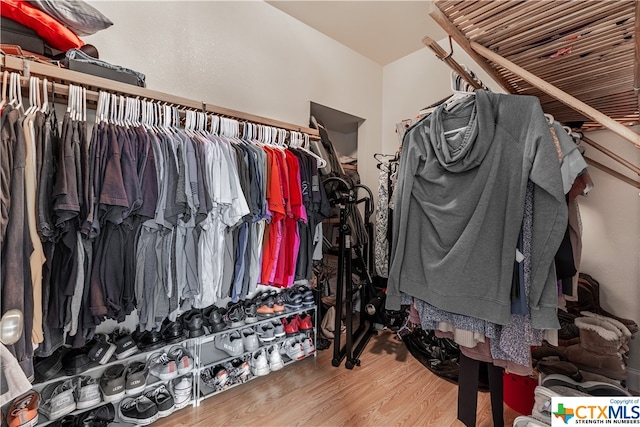 walk in closet featuring hardwood / wood-style floors