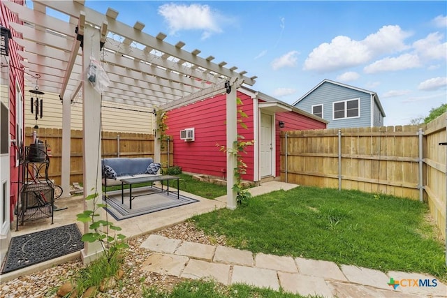 326 Trestle Tree, San Marcos, TX 78666 - view of yard with a patio area, a pergola, and outdoor lounge area