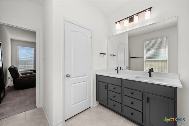 bathroom featuring vanity and tile patterned floors