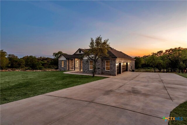 113 Cobblestone Ln, Burnet, TX 78611 - view of front of property with a front lawn, a porch, and stone siding