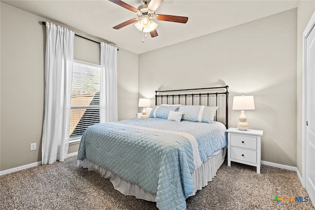 bedroom with carpet floors and ceiling fan