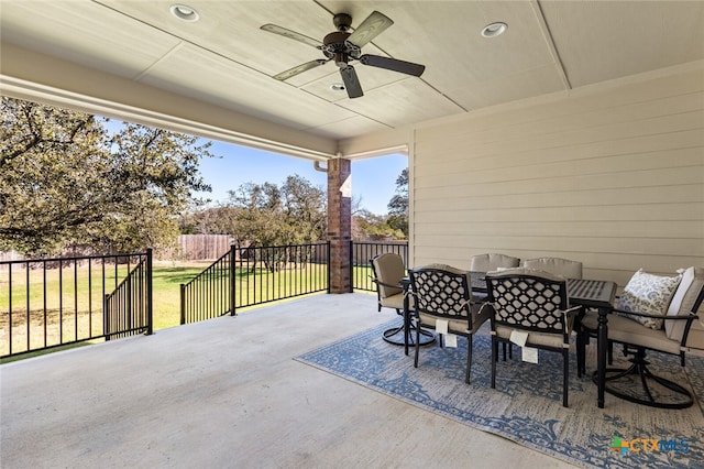 view of patio with ceiling fan