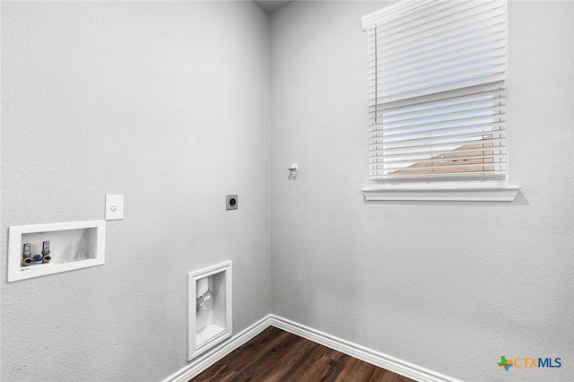 7917 Purvis St, Temple, TX 76502 - washroom with electric dryer hookup, hookup for a washing machine, and dark wood-style flooring
