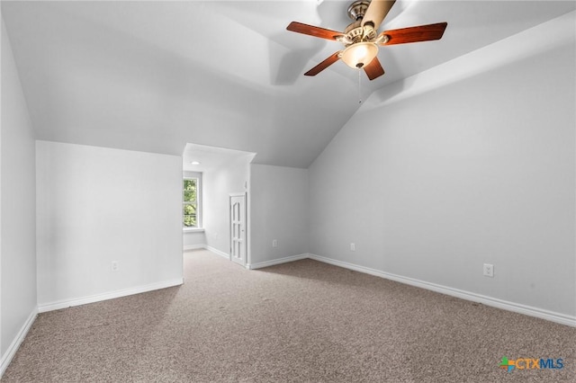 1546 W Fm 93rd Hwy Unit 207, Temple, TX 76502 - additional living space featuring vaulted ceiling, carpet floors, a ceiling fan, and baseboards