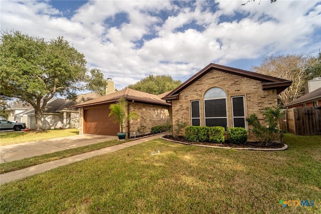 single story home with a front yard